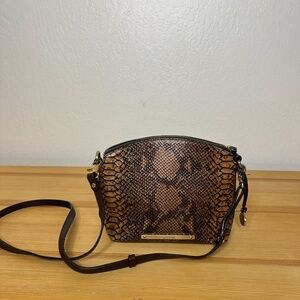 BRAHMIN LEATHER HANDBAG Brown snakeskin embossed leather - Shoulder Crossbody